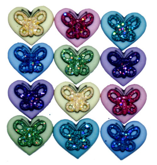 Набор тематических пуговиц "Сердечный трепет" (Hearts A Flutter) (Dress It Up)