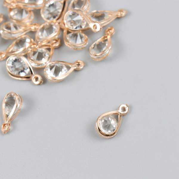 Металлическая подвеска с кристаллом "Капля малая", 1 шт 