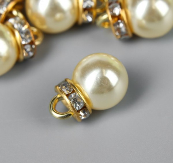 Декоративная подвеска "Кремовая жемчужина с золотистой петелькой", 1 шт.  (АртУзор)