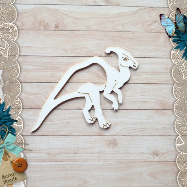 Украшение из чипборда из коллекции "Эра динозавров" Шейкер. Паразауролоф, размер Большой/Маленький (ScrapMania)  