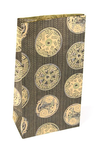 Пакет из крафт-бумаги с принтом "Бег времени", 10*22*6 см, 1 шт.