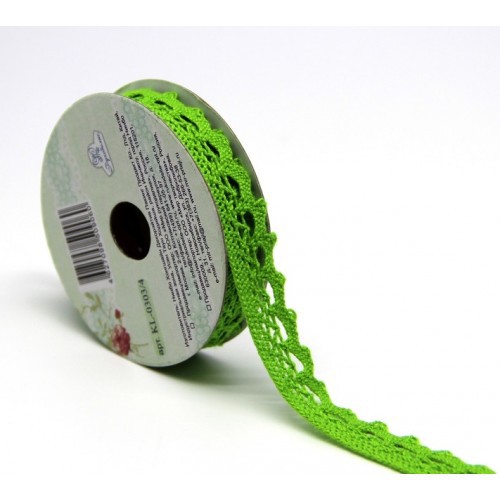 Тесьма кружевная "Уголочки", цвет Зеленый,  шир. 1,2 см, длина 3 м (Рукоделие)