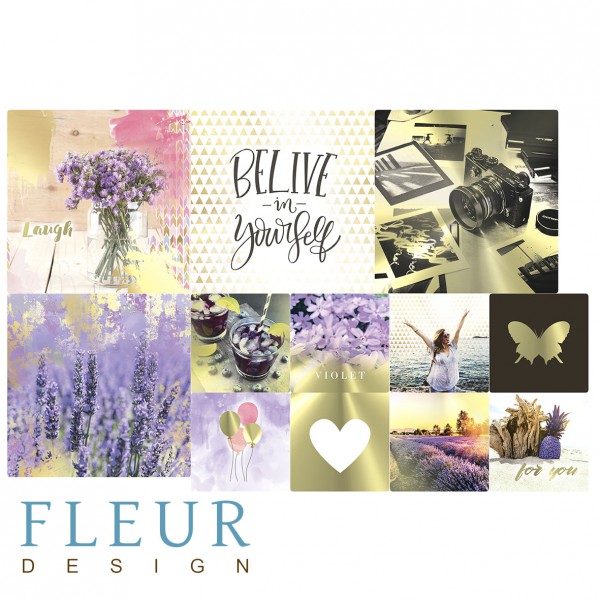 Набор карточек из коллекции "Pretty Violet" #3, 12 шт. (FLEUR design)
