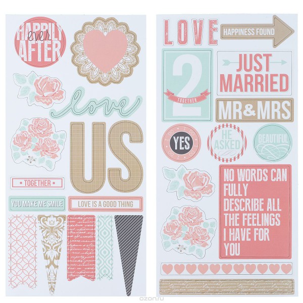 Набор вырубок из чипборда из коллекции Save the Date, 2 листа (Teresa Collins)