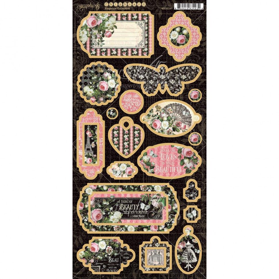 Чипборд из коллекции Elegance, 15*30 см (Graphic45)