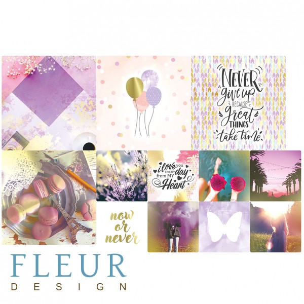 Набор карточек из коллекции "Pretty Violet" #4, 12 шт. (FLEUR design)