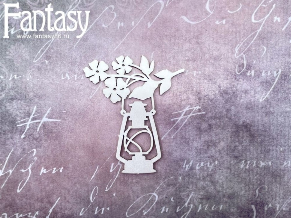 Чипборд "Фонарь с цветами" №2835, размер 6,8*5,7 см, коллекция "Вдали от суеты" (Fantasy, Россия)  