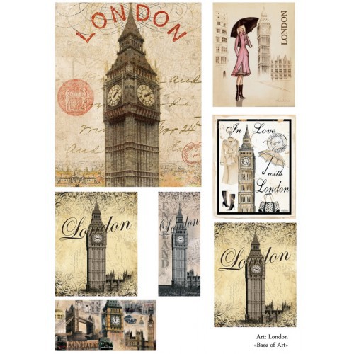 Декупажная карта А4 "London" (Лондон) (Base of Art)