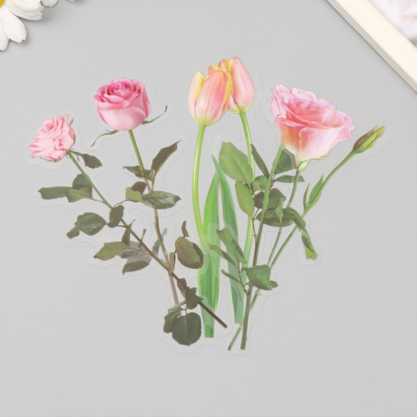 Набор ацетатных высечек на клейкой основе "Цветы и цитаты. Розовые", 12 шт. (АртУзор)