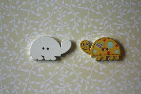 Деревянная фигурка-пуговица "Черепашка", цвет Желтый