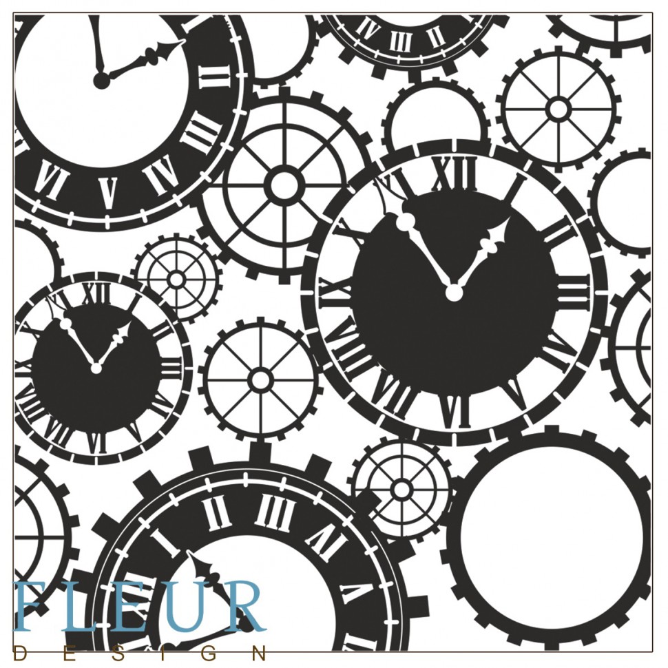 Штамп силиконовых Часы из коллекции "Новогодняя" 10,5*10,5 см (FLEUR design)