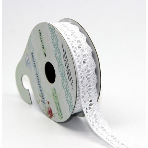 Тесьма кружевная "Волнистая широкая", цвет Белый,  шир. 1,4 см, длина 3 м (Рукоделие)