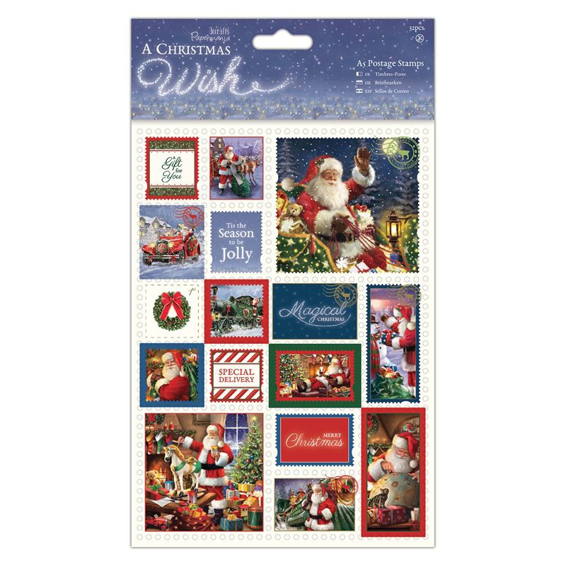 Набор высечек "Почтовые марки" 2 листа А5, из коллекции A Christmas Wish (Docrafts)  