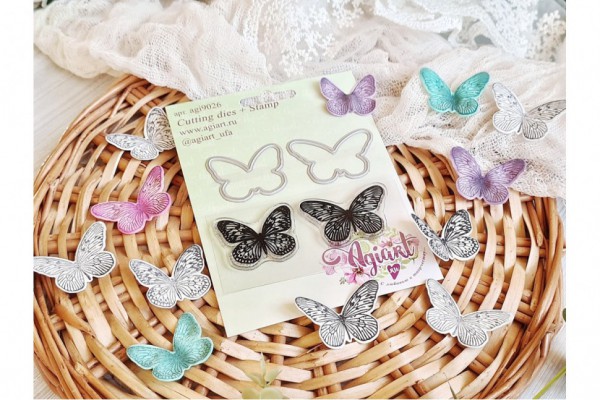 Набор штампы и ножи  для вырубки "Взмах крыльев" (Agiart, Россия) 