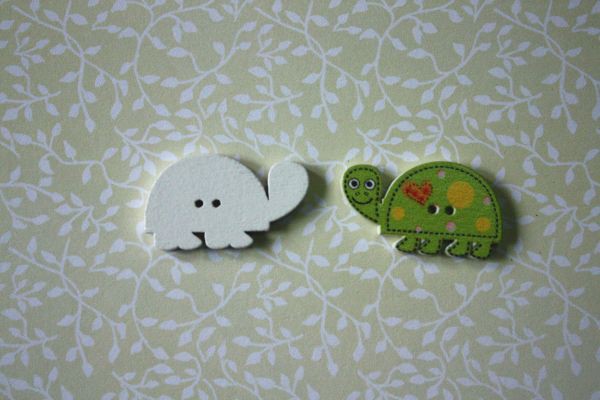 Деревянная фигурка-пуговица "Черепашка", цвет Зеленый