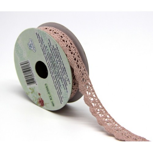 Тесьма кружевная "Волнистая широкая", цвет Розово-Коричневый,  шир. 1,4 см, длина 3 м (Рукоделие)