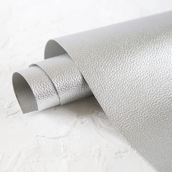 Кожзам переплетный Armonia с тиснением "кожа крупное зерно", цвет Серебристый, размер по выбору (Италия)  