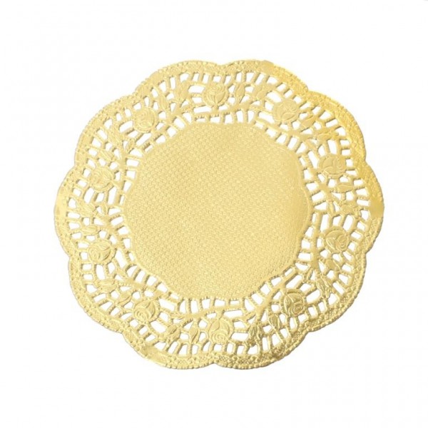 Салфетка ажурная с фольгированным покрытием, цвет Золото, 10 штук 