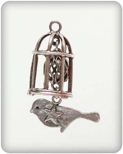 Металлическая подвеска "Клетка с кулоном", цвет Античное серебро