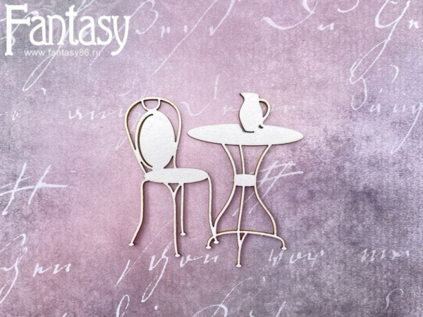 Чипборд из коллекции "Вдали от суеты" Стол со стулом №2811, размер 6,3*6,2 см. (Fantasy, Россия)