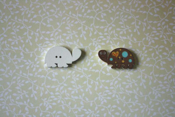 Деревянная фигурка-пуговица "Черепашка", цвет Коричневый