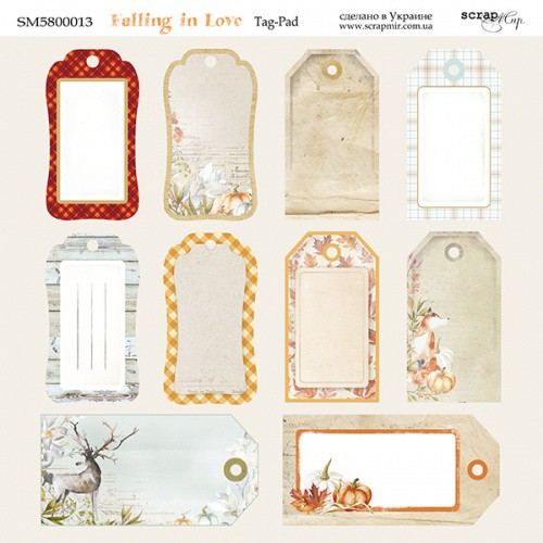 Лист бумаги 20*20 см из коллекции "Falling in Love" Тэги (Скрапмир, Украина)