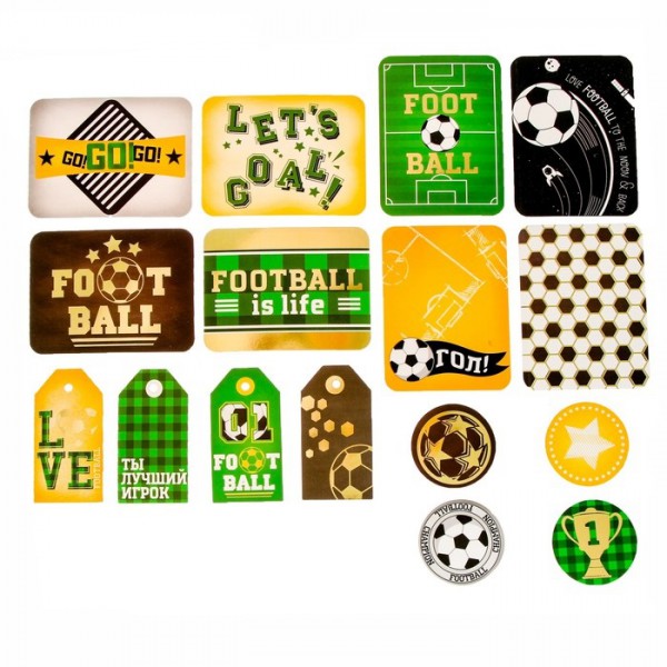 Набор карточек и высечек для творчества из коллекции "Путь чемпиона", с золотым фольгированием, 16 шт. (АртУзор) 