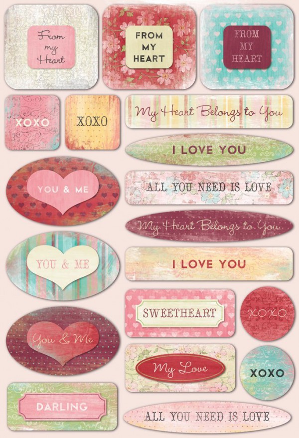 Набор стикеров из кардстока From My Heart (От всего сердца) (Karen Foster)  