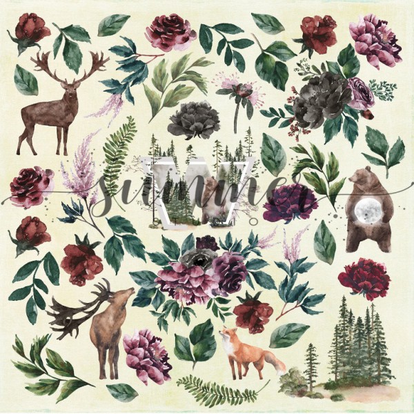 Бумага для вырезания из коллекции "Wild forest" Wild element's (Summer Studio, Россия)