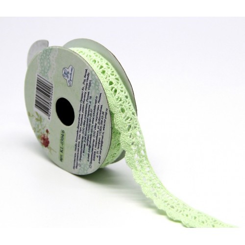 Тесьма кружевная "Волнистая широкая", цвет Салатовый,  шир. 1,4 см, длина 3 м (Рукоделие)