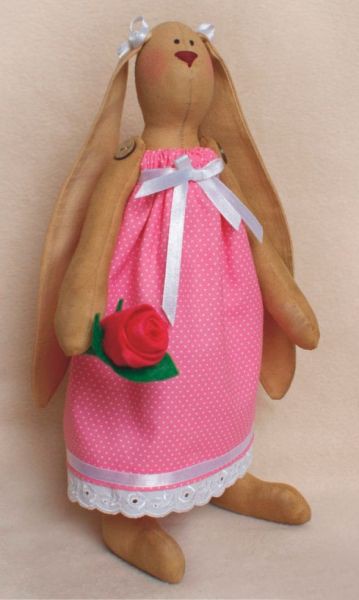 Набор для изготовления текстильной игрушки "Зайка с розой" из коллекции Rabbit's Story, рост 29 см 