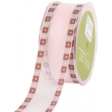 Тесьма "Розовая с коричневым принтом" 1 ярд (May Arts)  