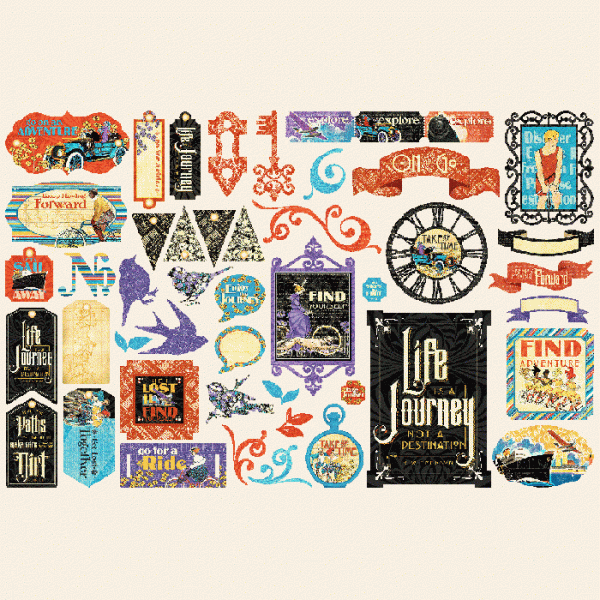 Набор высечек из кардстока из коллекции Life's Journey, 48 шт. (Graphic 45) 