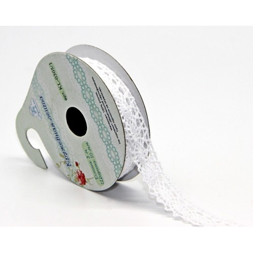Тесьма кружевная "Воздушная", цвет Белый,  шир. 1,2 см, длина 3 м (Рукоделие)