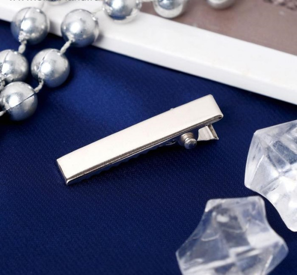 Основа для заколки-зажима "Крокодил", длина 4 см, цвет Серебро, 1 штука