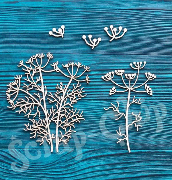 Набор фигур из чипборда "Укроп", 6 элементов (Scrap-Chip, Россия)