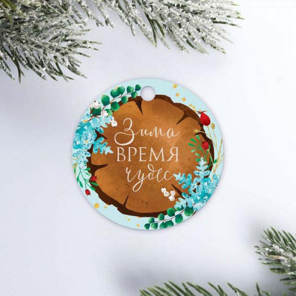 Декоративный шильдик для подарка "Зима-время чудес" (АртУзор, Россия)