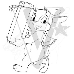 Штамп силиконовый "Зайчик с подарком", коллекция Новый год    