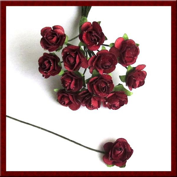 Открытые розы, цвет Бордовый, 10 мм, 12 штук  