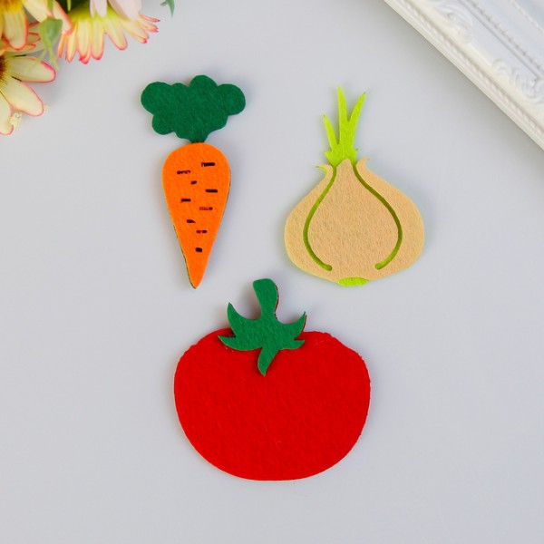 Набор многослойных фигурок из цветного фетра "Овощи", 3 шт. (АртУзор)