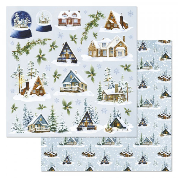 Бумага из коллекции "Дачный Новый год" Домики (для разрезания) (ScrapMania)