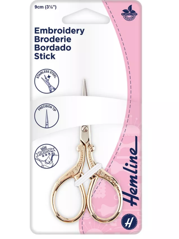 Ножницы для вышивания, 9 см, цвет Золотистый (Hemline)