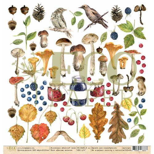 Бумага из коллекции "Осенний лес", Лесные жители (для разрезания) (ECOpaper, Россия)