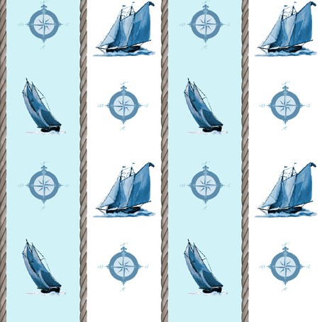 Отрез ткани "Корабли" из коллекции "Sail Away" (QUILTING TREASURES), 55*50 см