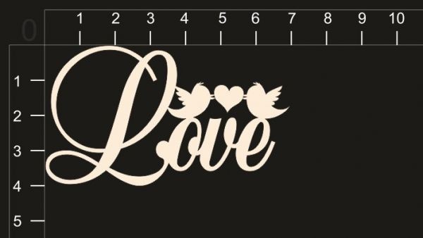 Надписи из чипборда "Love"  с птичками (by Mama Yaga) 
