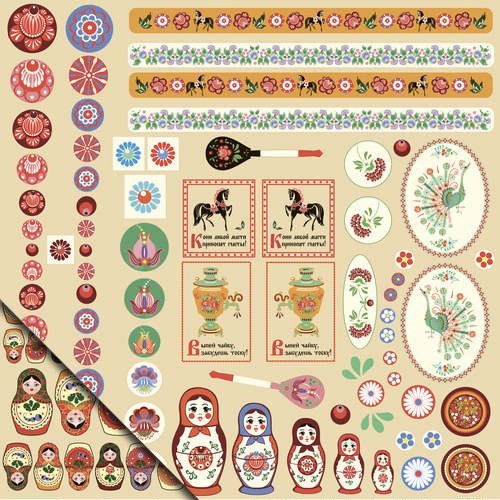 Бумага из коллекции "Русское ассорти", Декор и тэги №1 (Россия) 